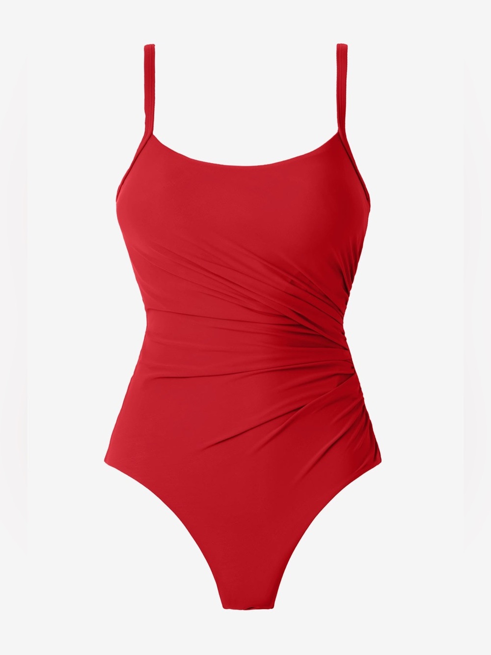 NWT Miraclesuit Starr One Piece Swimsuit Red Ruched Underwire Shapewear 10